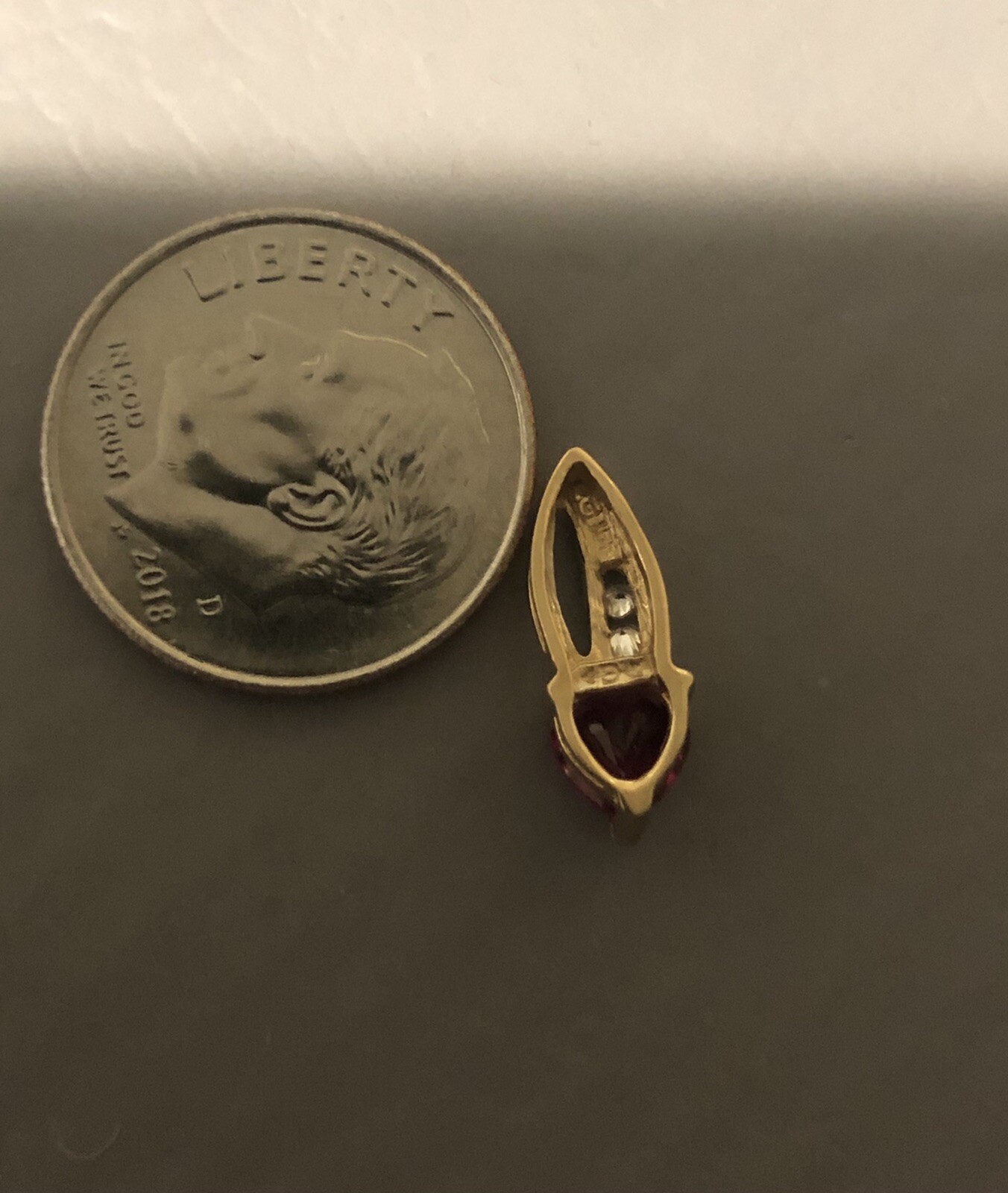 NWOT 10k Yellow Gold CZ Ruby Pendant