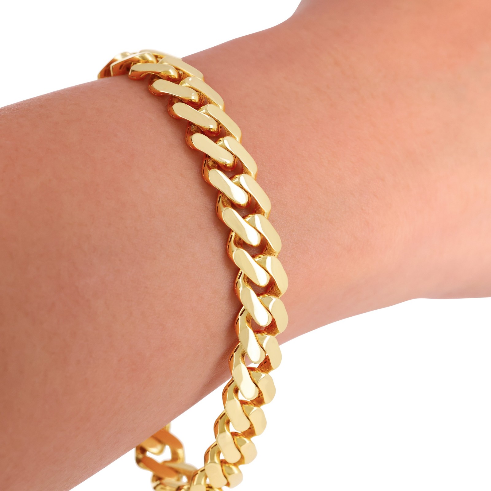 10K Yellow Gold Miami Cuban 9mm Monaco Chain Bracelet Mens Womens 6″ 7″ 8″ 9″