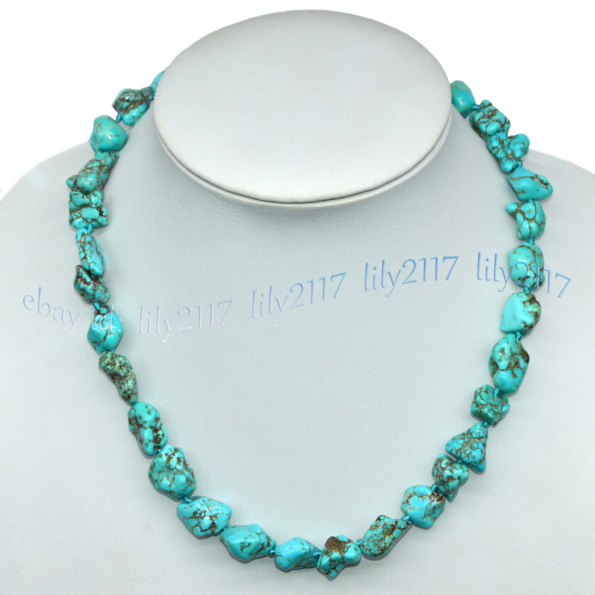 10-15mm Natural Blue Turquoise Irregular Gem Beads Necklace Bracelet Earring Set