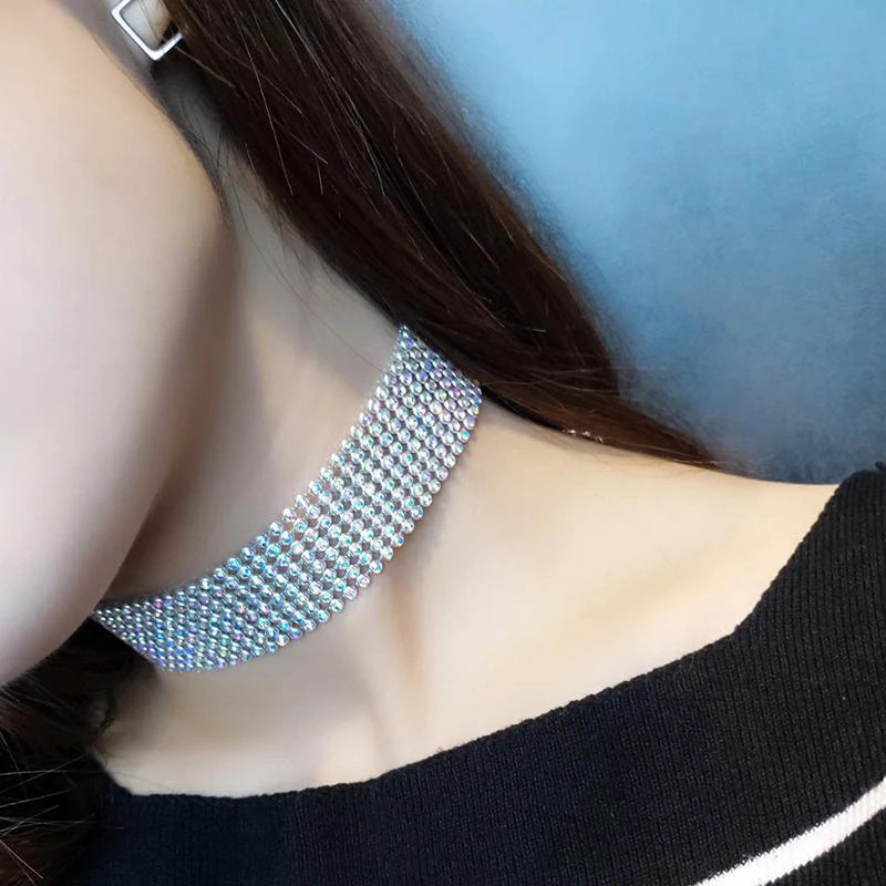 Punk Hip Hop Rhinestone Choker Necklace Women’s Style Collar Jewelry Gift