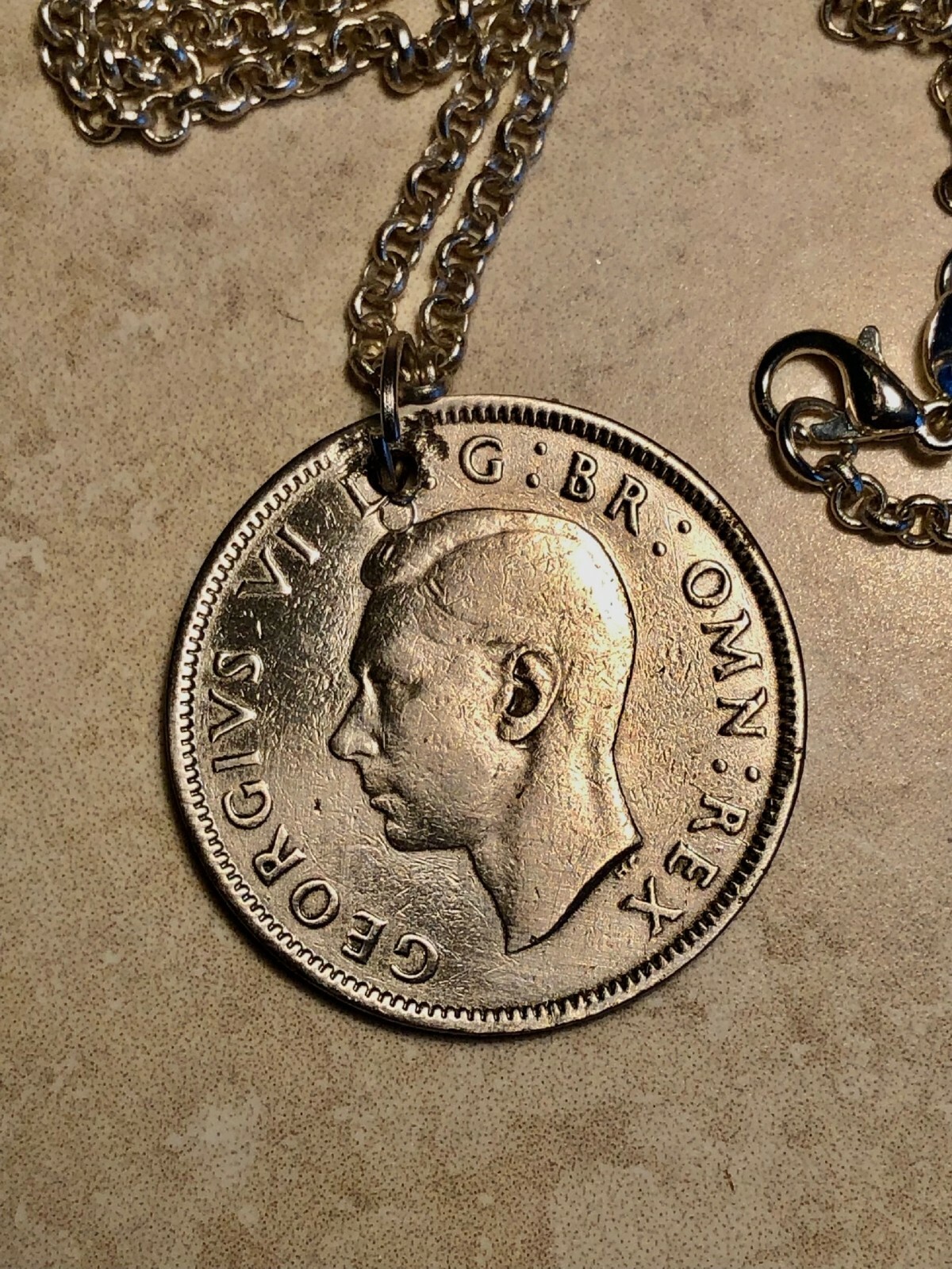United Kingdom Coin Pendant United Kingdom 2 Shilling King Vintage Handmade