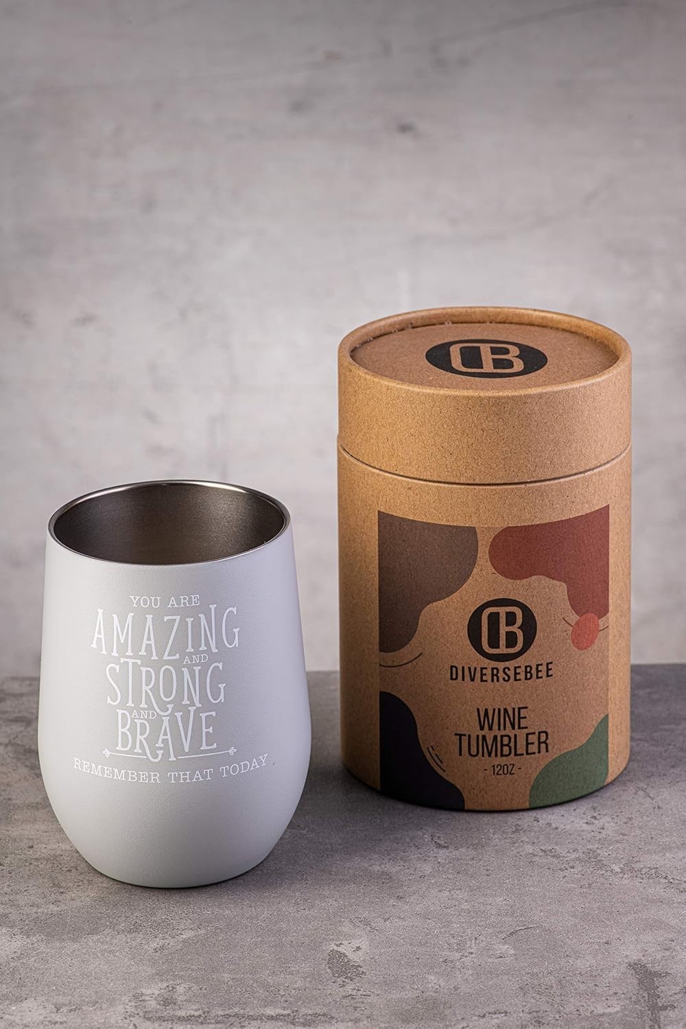 Elegant 12 oz Glacier Gray Wine Tumbler Cup with Lid – Unbreakable & BPA Free