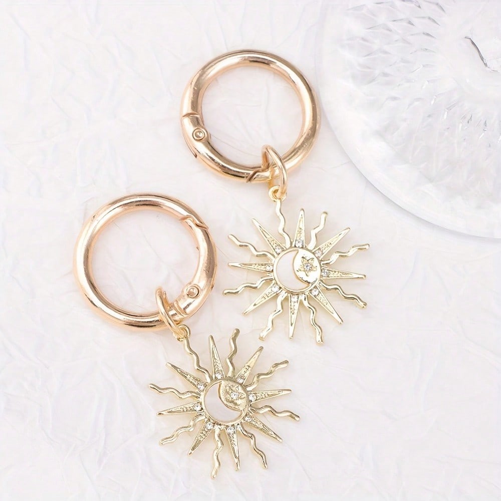 2pcs Gold Multicolor Sun Moon Star Rhinestone Shoe Heel Charms