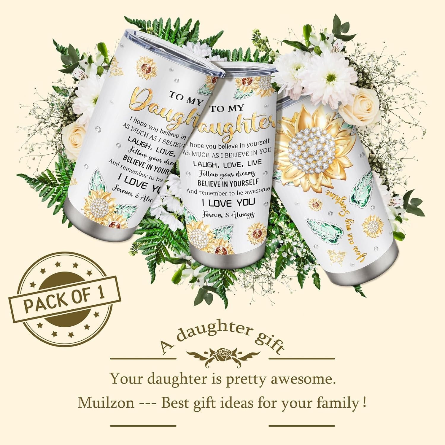 Elegant 20oz Insulated Tumbler – Perfect Gift for Daughters on Any Occasion