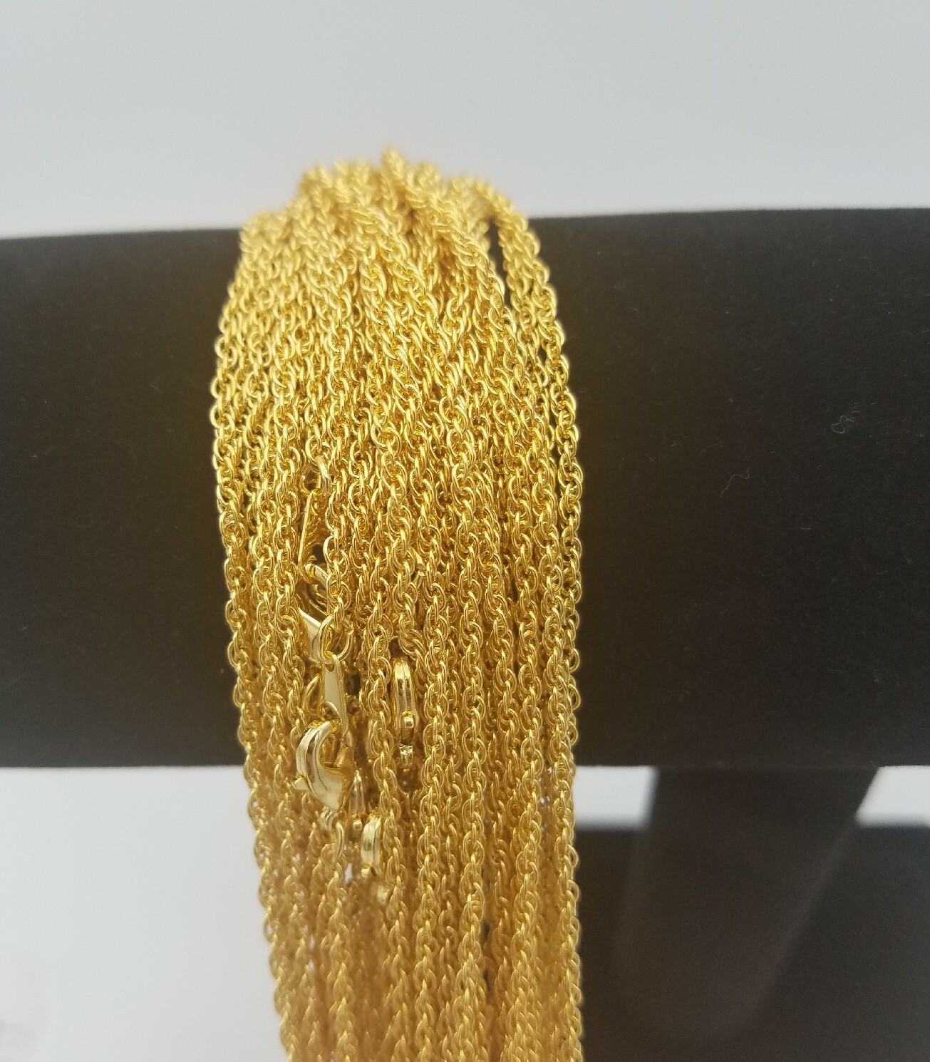 WHOLESALE LOTS OF 5-144 PIECES OF 14 KT GOLD PLATED 18 INCH ROPE NECKLACES