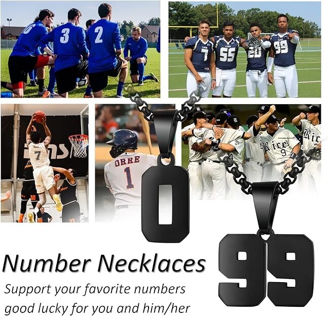 Black Number 51 Necklaces Personalized #51 Pendant Stainless Steel Chain Sports