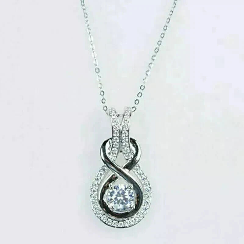 2Ct Round Simulated Diamond Women’s Beauty Pendant Chain 14k White Gold Plated
