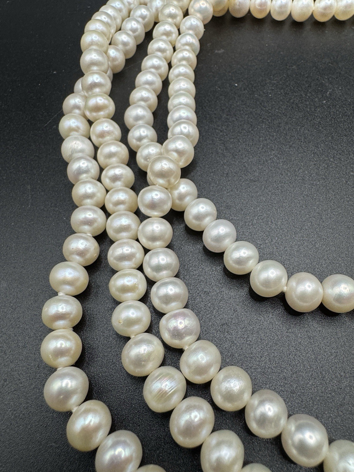 SUPER LONG 100 INCH NATURAL WHITE FRESHWATER REAL PEARL NECKLACES 7-8MM