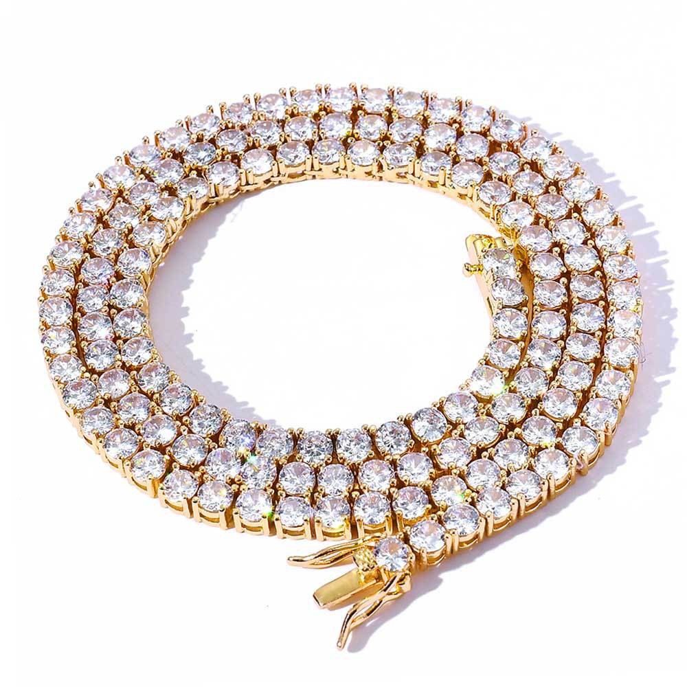 Women Men Iced Out Bling Tennis Necklaces Pendant Hip Hop CZ Zircons 3/4/5/6MM