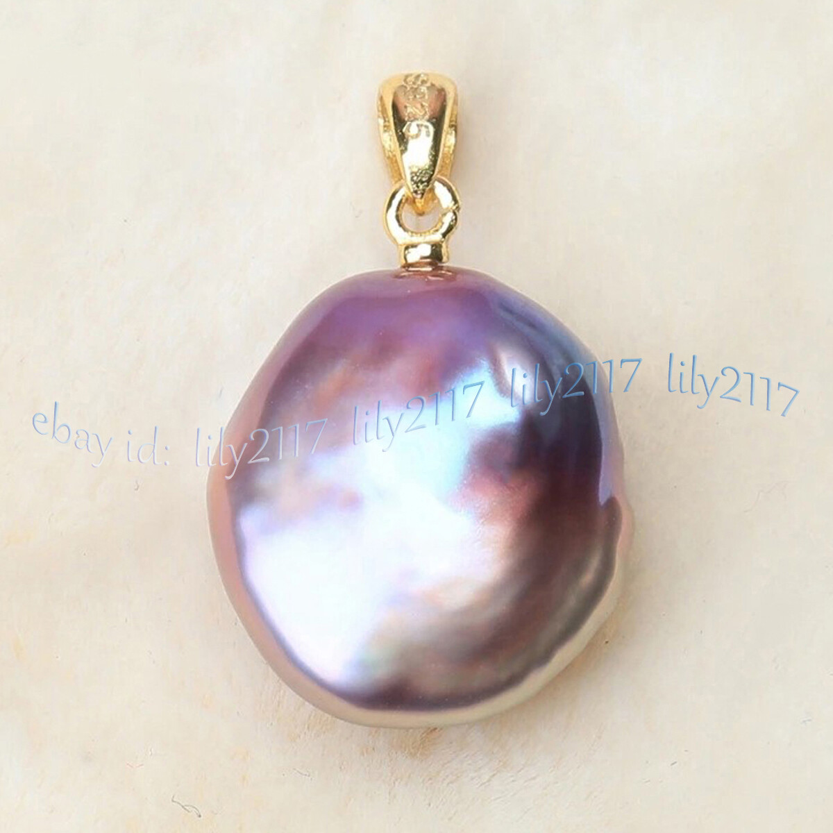 16-17mm Real Natural Pearl Pink Purple Freshwater Baroque Coin Pearl Pendant