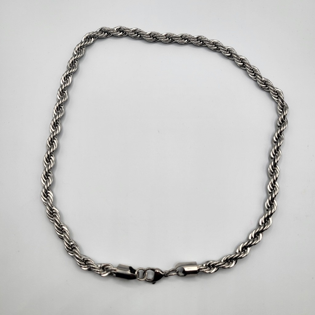 Men’s Stainless Steel Twisted Braided Rope Chain Necklace – 21″ – NWOT