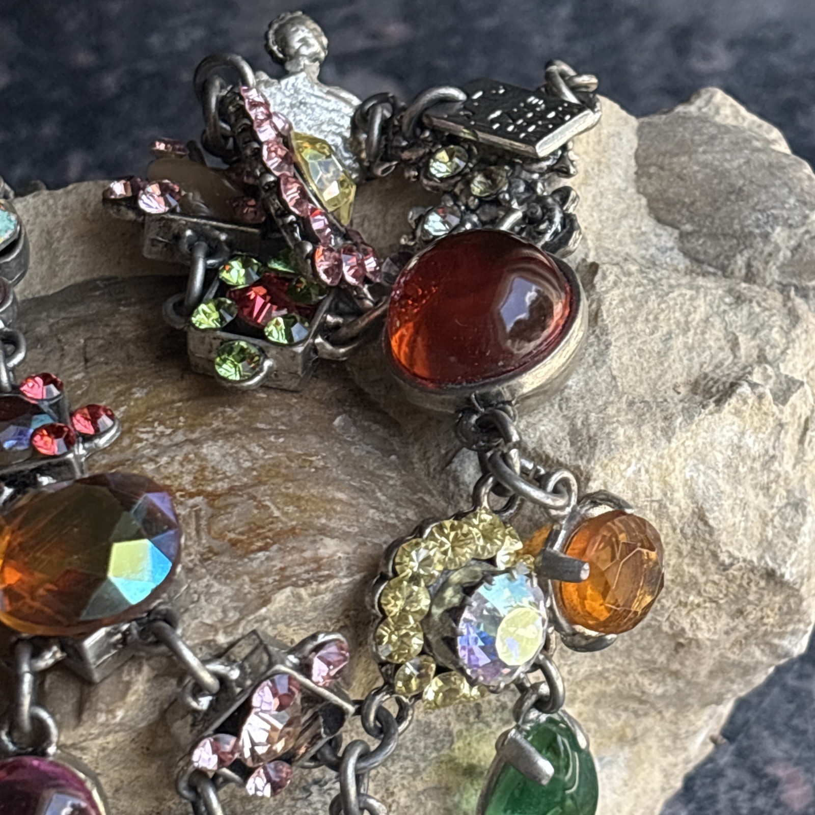 Designer Statement Necklace By RODRIGO OTAZU Swarovski Crystal Multicolor 16.5”