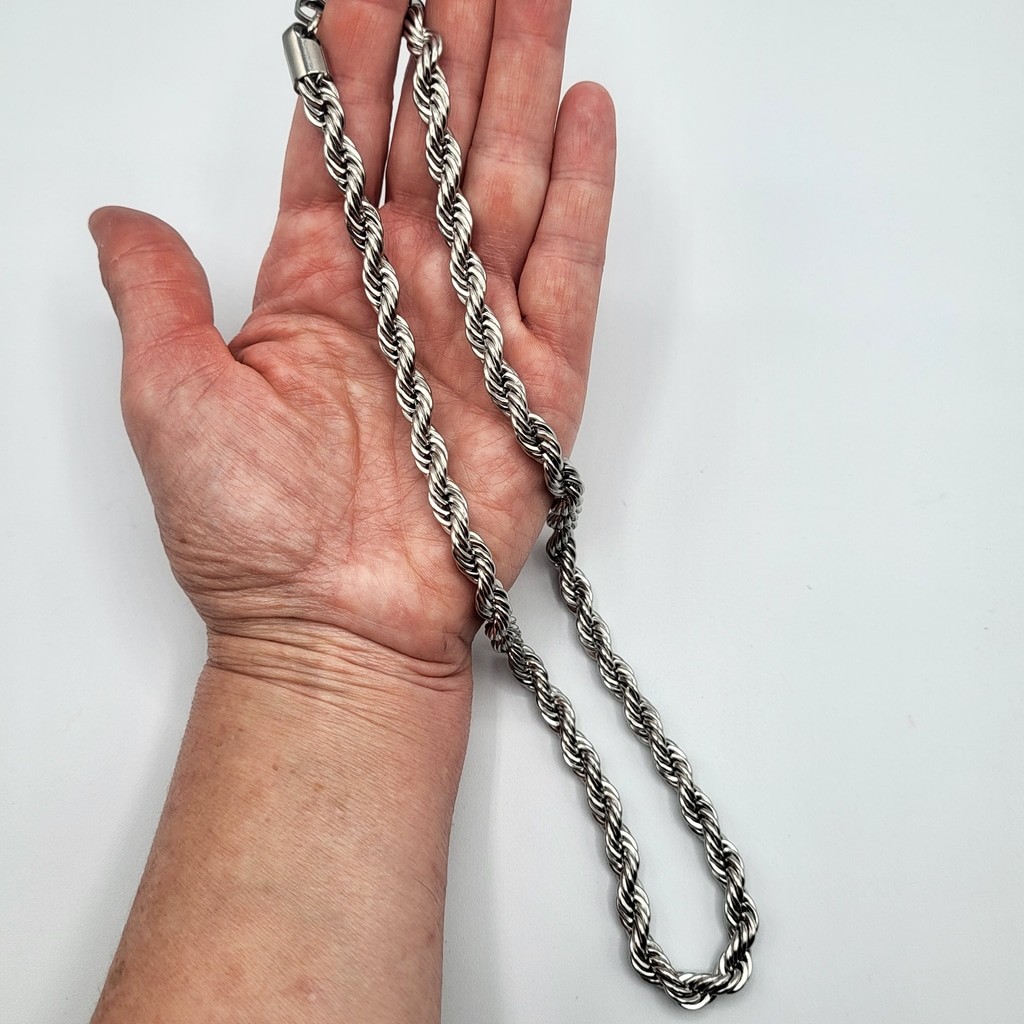 Men’s Stainless Steel Twisted Braided Rope Chain Necklace – 21″ – NWOT