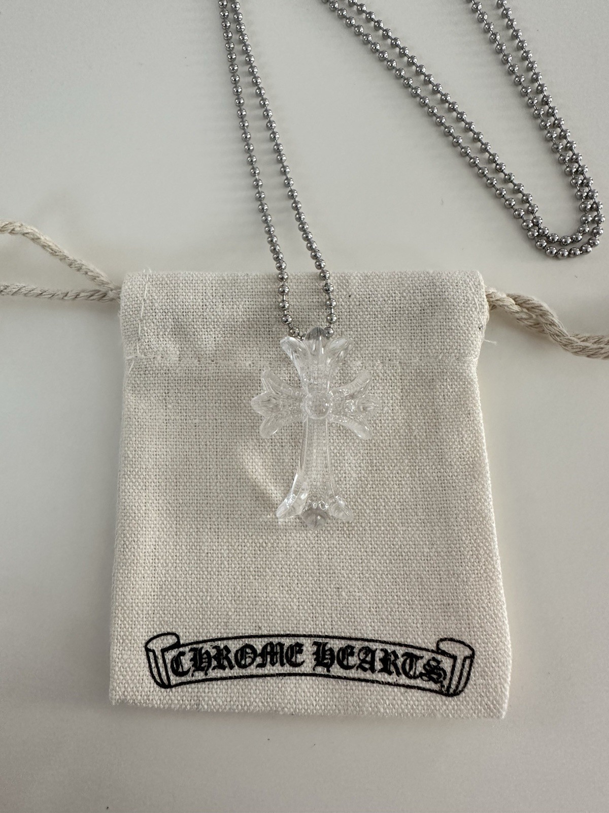 CH Chrome Tokyo 20th Clear Transparent Cross Rubber Necklace With Dust Bag