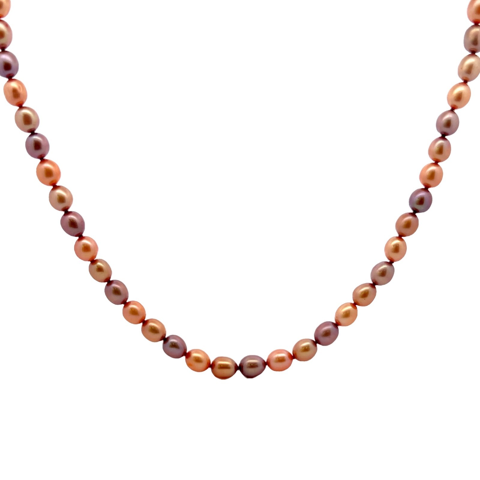 HONORA 7-8mm Oval Dyed Pink Purple Peach Cultured Freshwater Pearl Necklace 18″