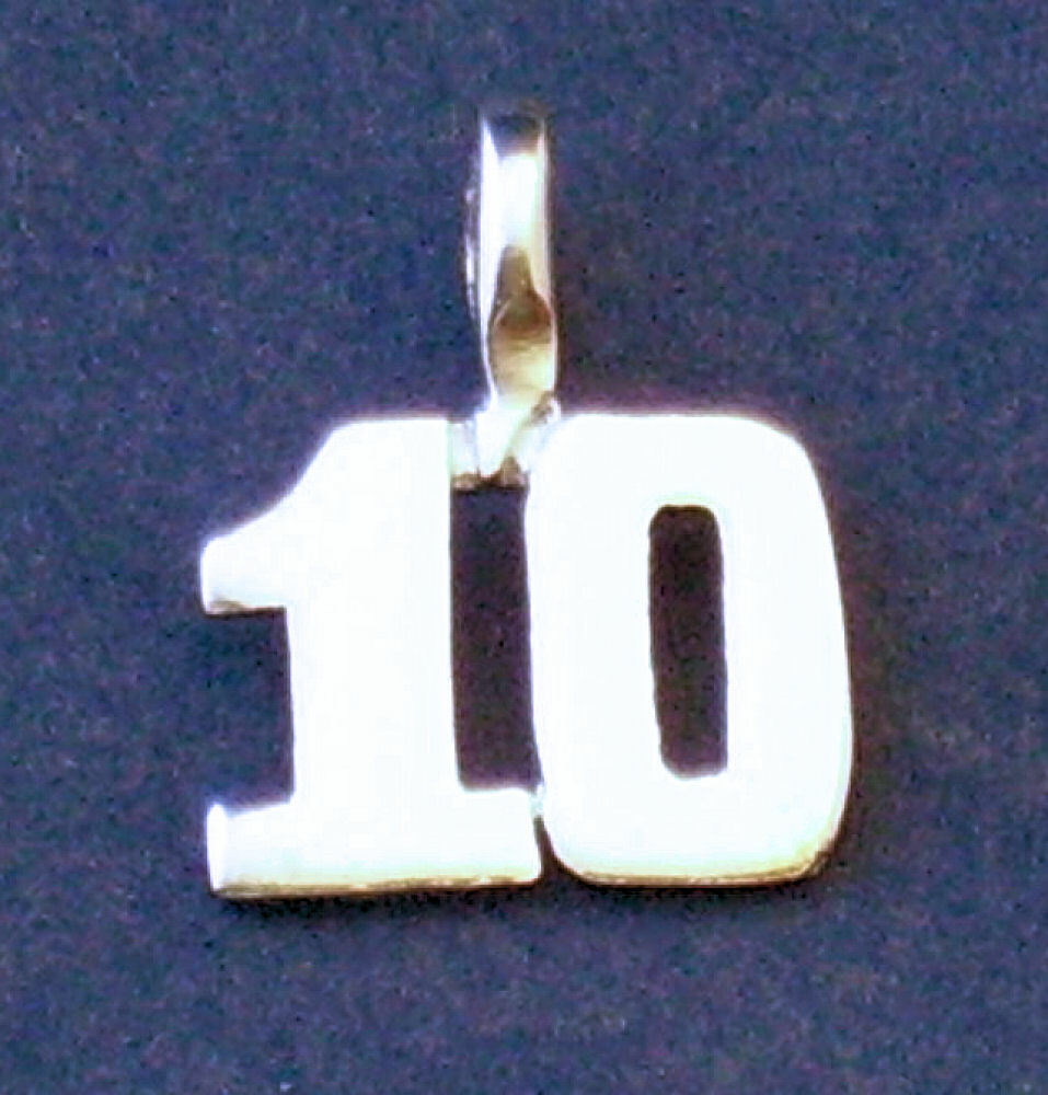 NUMBER PENDANT Numbers 1 – 25 Bright Silver Rhodium Plated Smooth Finish Teams