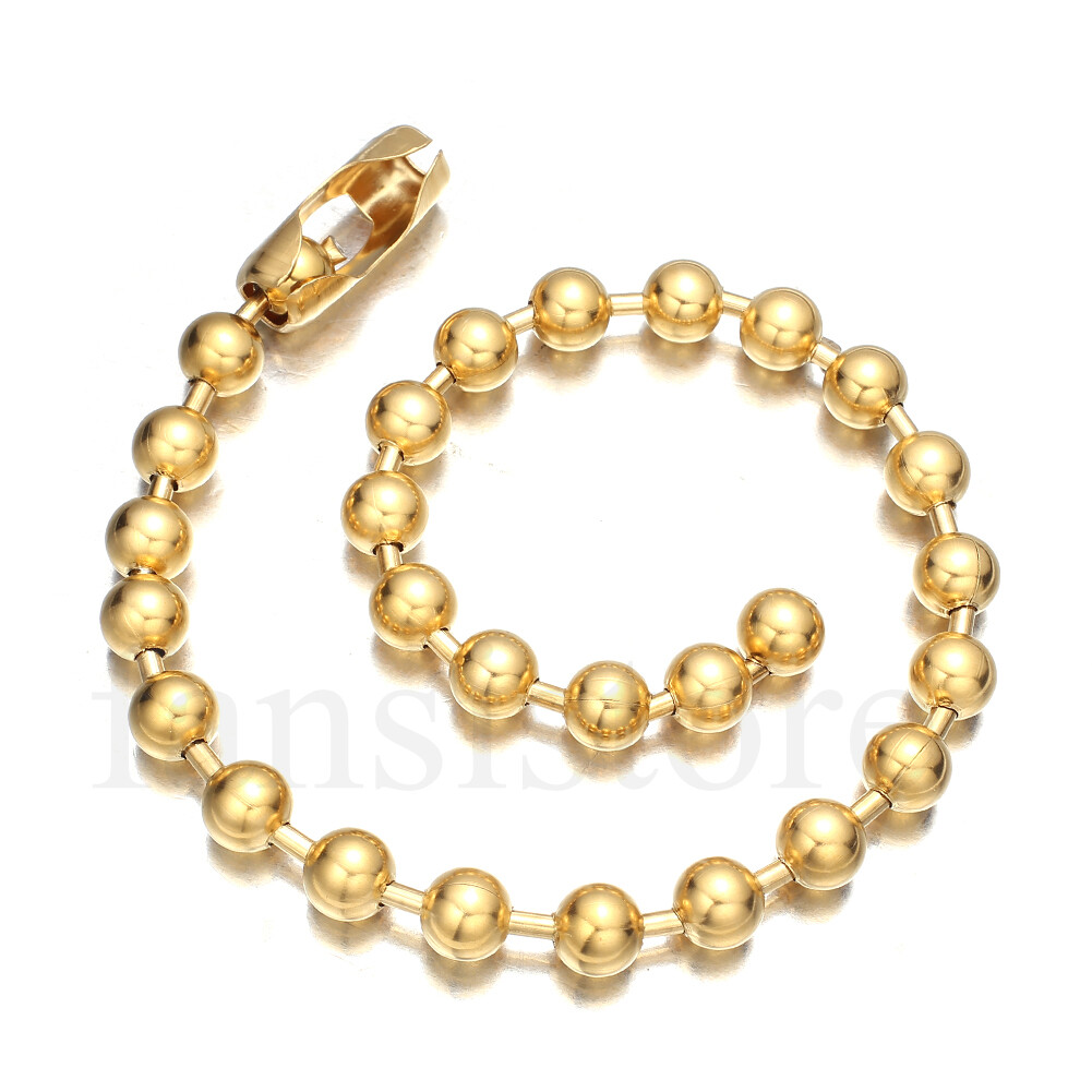 6/8/10/12mm Women Men Gold Tone Stainless Steel Ball Bead Chain Necklace 16-40″