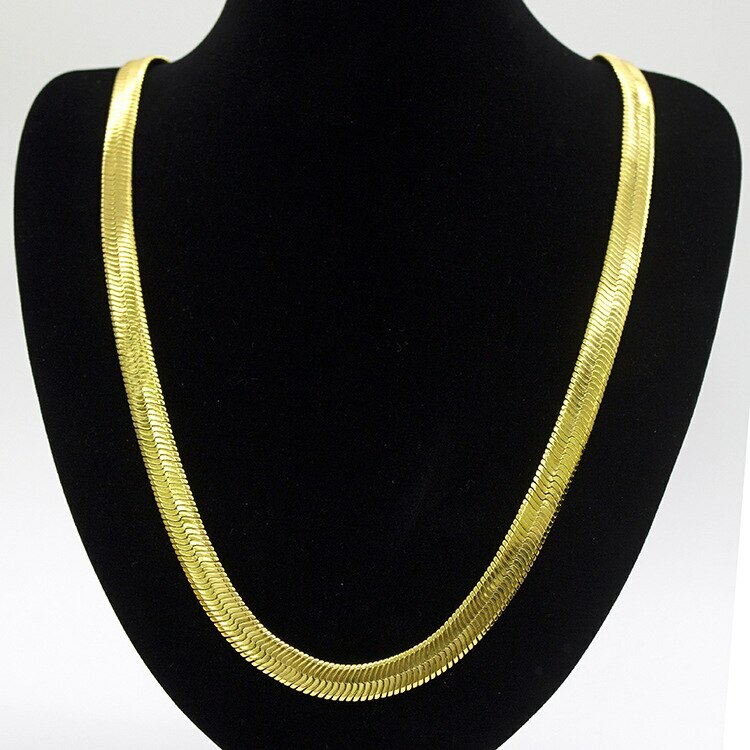 18K Yellow Gold Filled 16-24inch Herringbone Chain Necklace 3mm/4mm/5mm wide A14