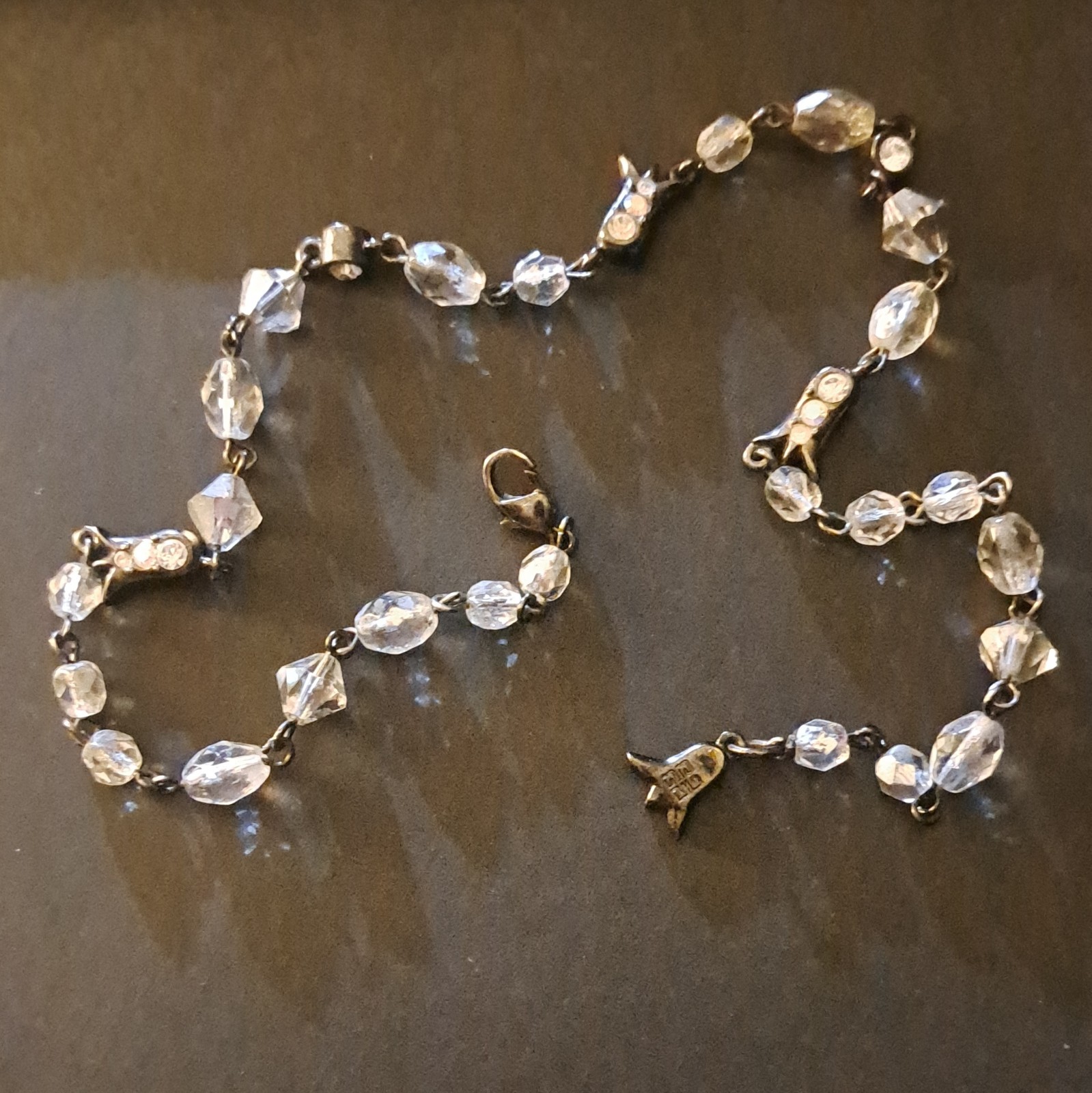 Givenchy Beaded Crystal Glass Choker Necklace Gunmetal Black