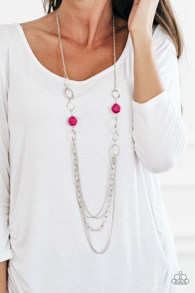Paparazzi Necklace- Margarita Masquerades- Pink- Long- Statement