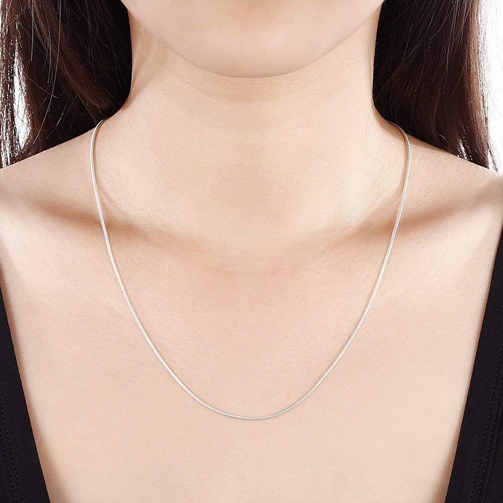 Fashion 925 Sterling Silver 1mm Snake Chain Necklace Jewelry for Men & Women