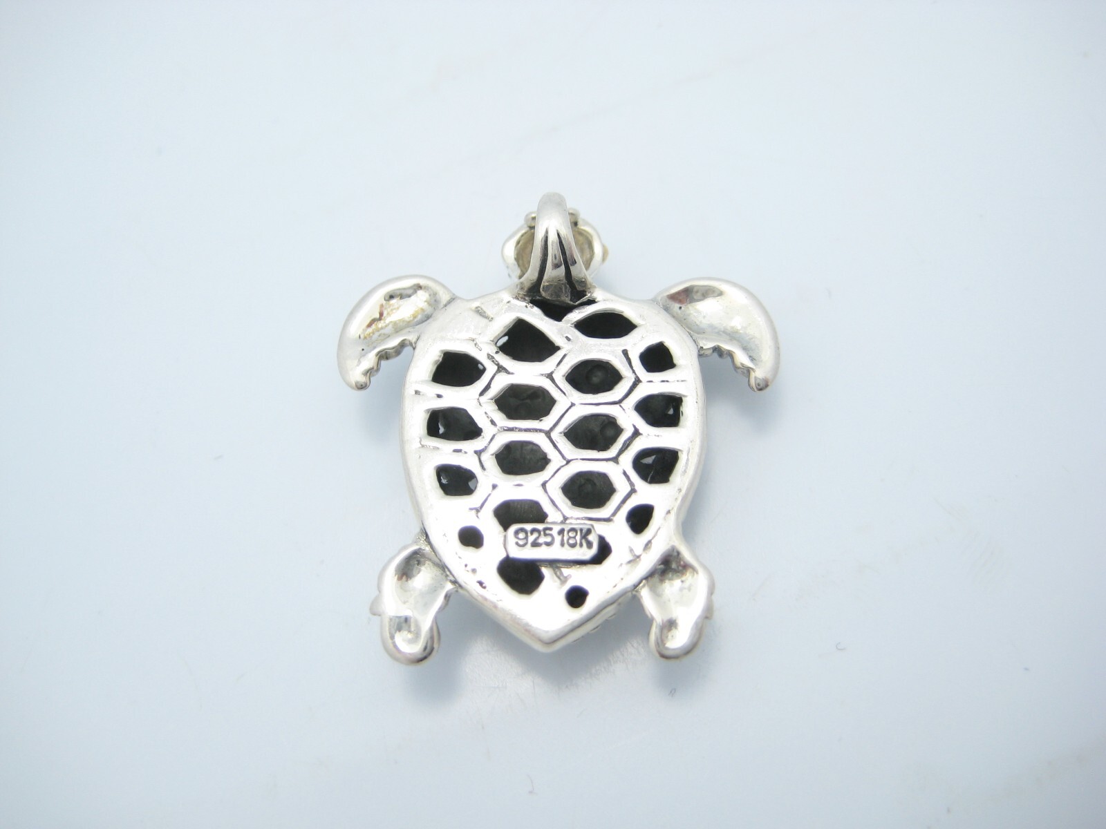 Bali Designed Sterling Silver & 18k Yellow Gold Turtle Pendant Or Charm