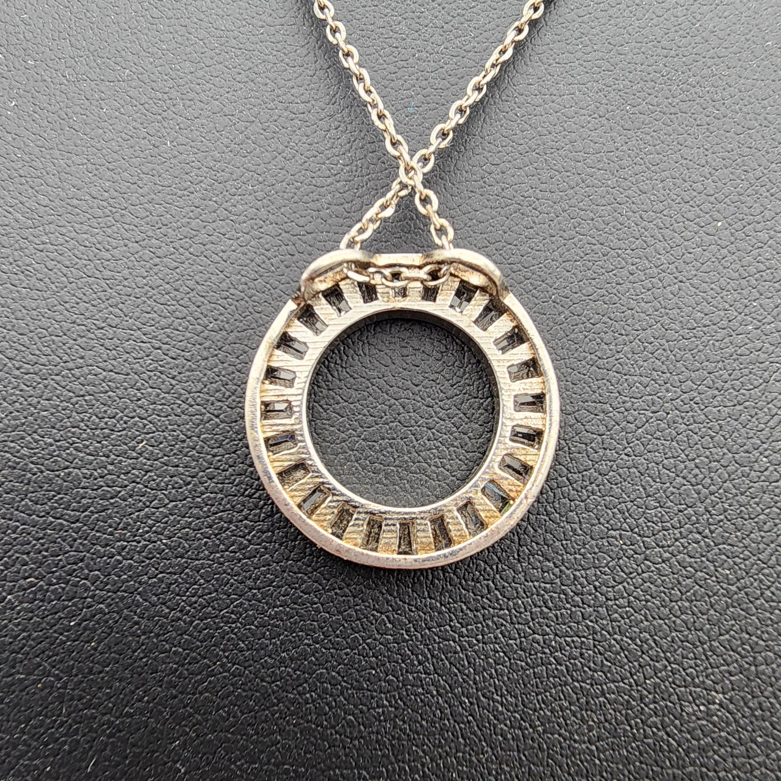 925 Sterling Silver Baguette CZ Circle of Life Pendant Necklace 18″ China CN