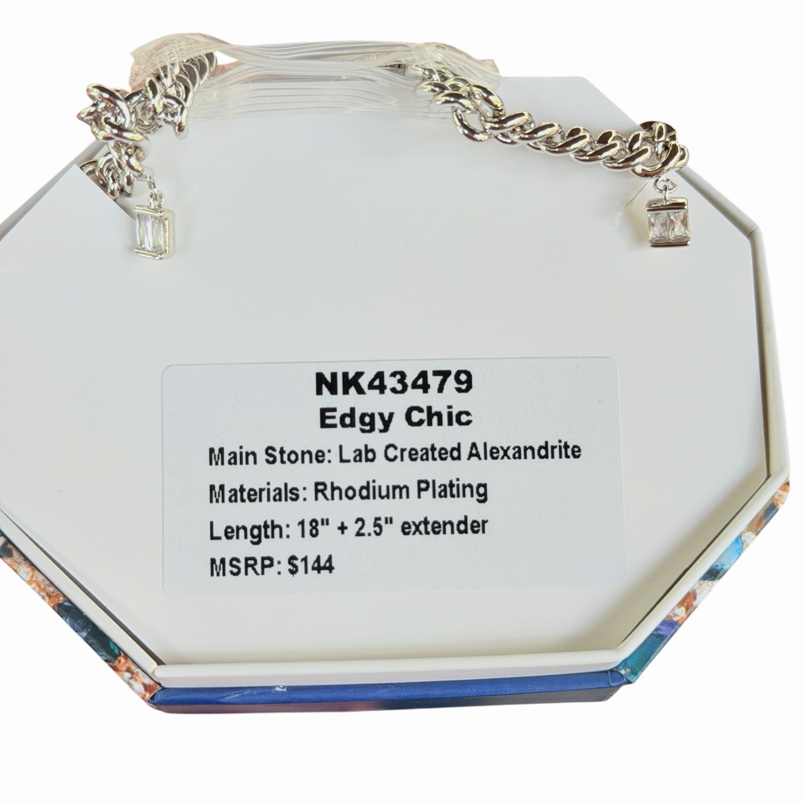 Bomb Party June Charm Necklace “Edgy Chic” NK43479 Alexandrite on Rhodium