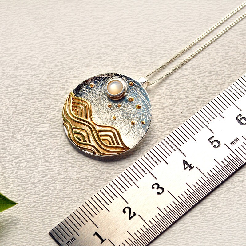 Moonlight and Ocean Wave Necklace