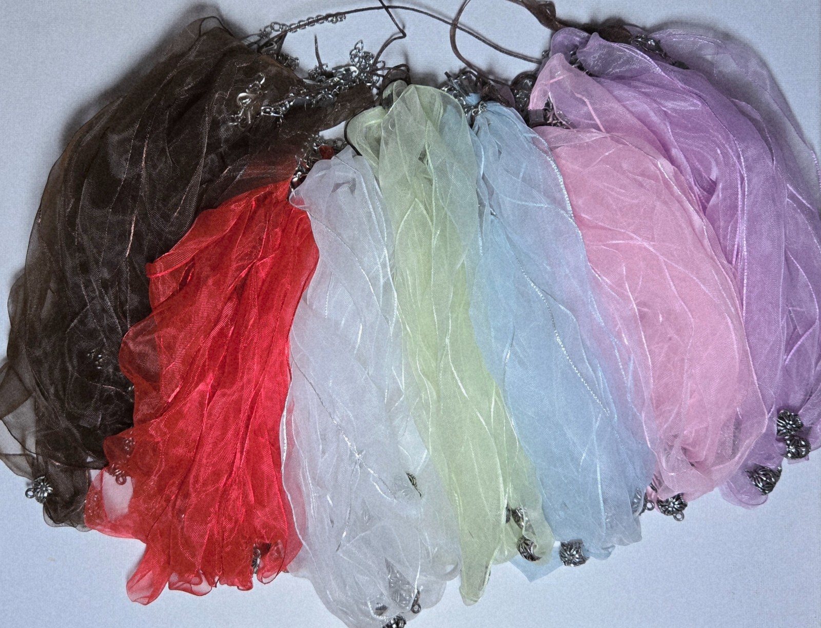 Necklace Cord Simple Sheer Ribbon Jewelry Making Multi Cord 18″ 50 pcs