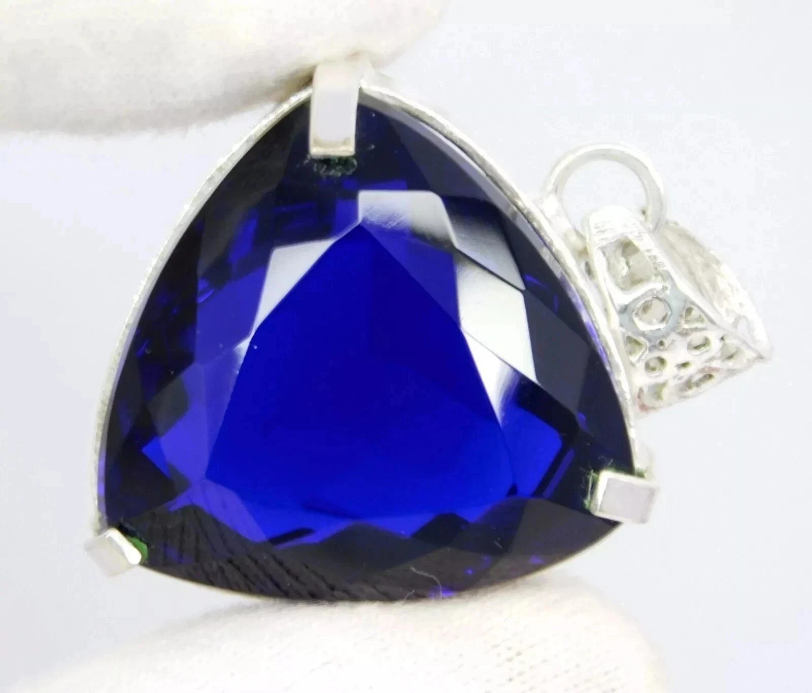 Natural Blue Topaz Pendant 65.80 Ct Trillion Cut 925 Sterling Silver MR Gems T02