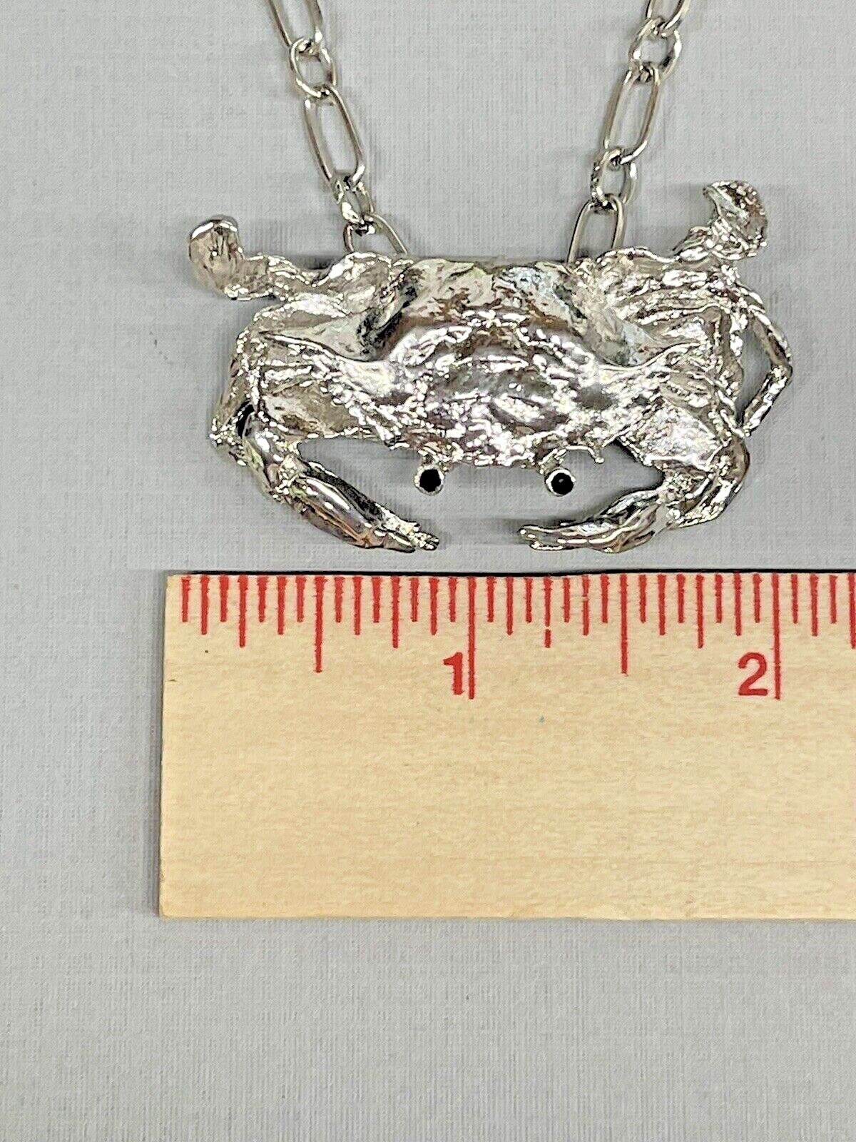 Crab LG Silver Necklace 30” Rhodium Coastal Sea Life Fashion Jewelry NEW