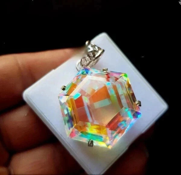 51 CT+ Flawless Rainbow Fire Mystic Topaz 925 Sterling Silver Plated Jewelry