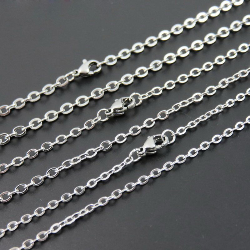 5-100pcs Wholesale Stainless Steel Silver Oval Cross Chain Necklace 16in-40in