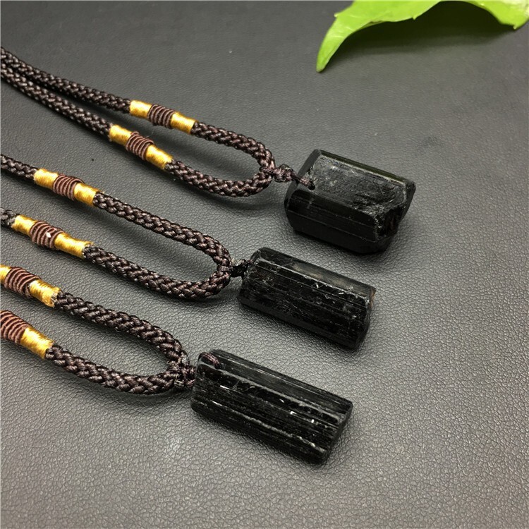Black Tourmaline Pendant Healing Reiki Lucky Raw Crystal Men Women Necklace Gift