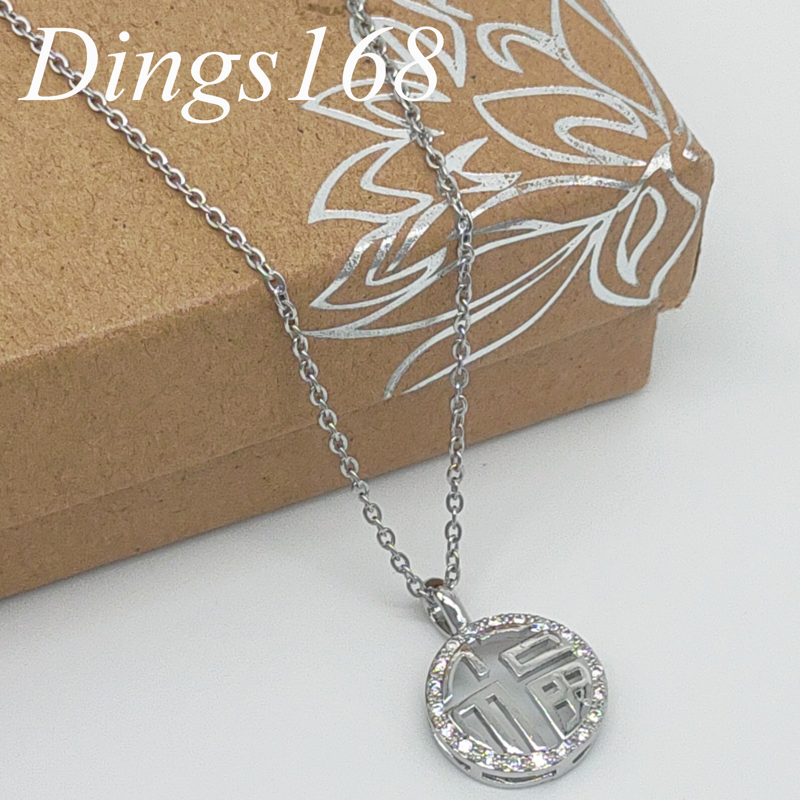 18K White Gold Filled 13mm See-Through Crystal Pendant 1mm Cable Chain Necklace