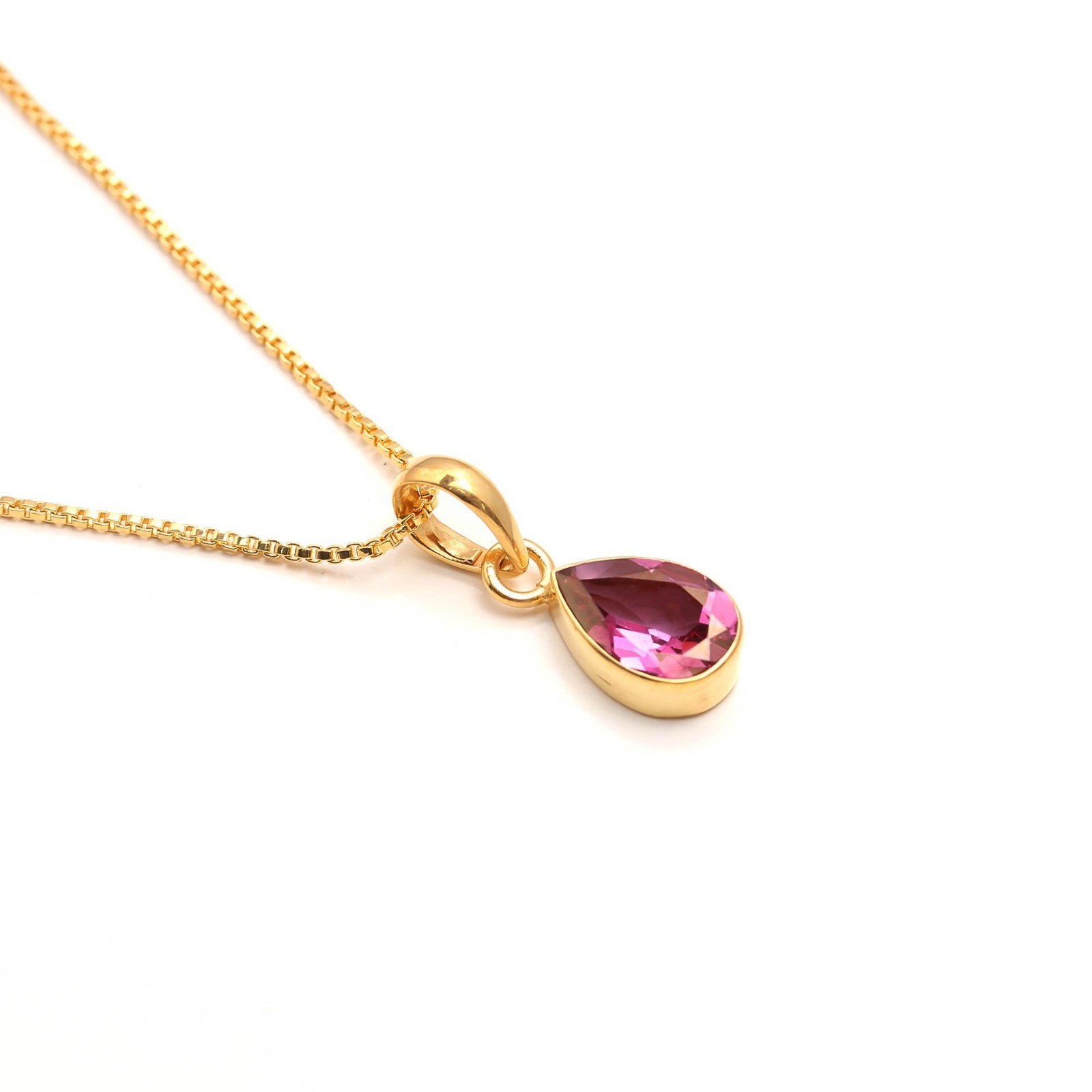 Natural Pink Topaz Pear Necklace Gold Fill 925 Sterling Silver Jewelry For Gift