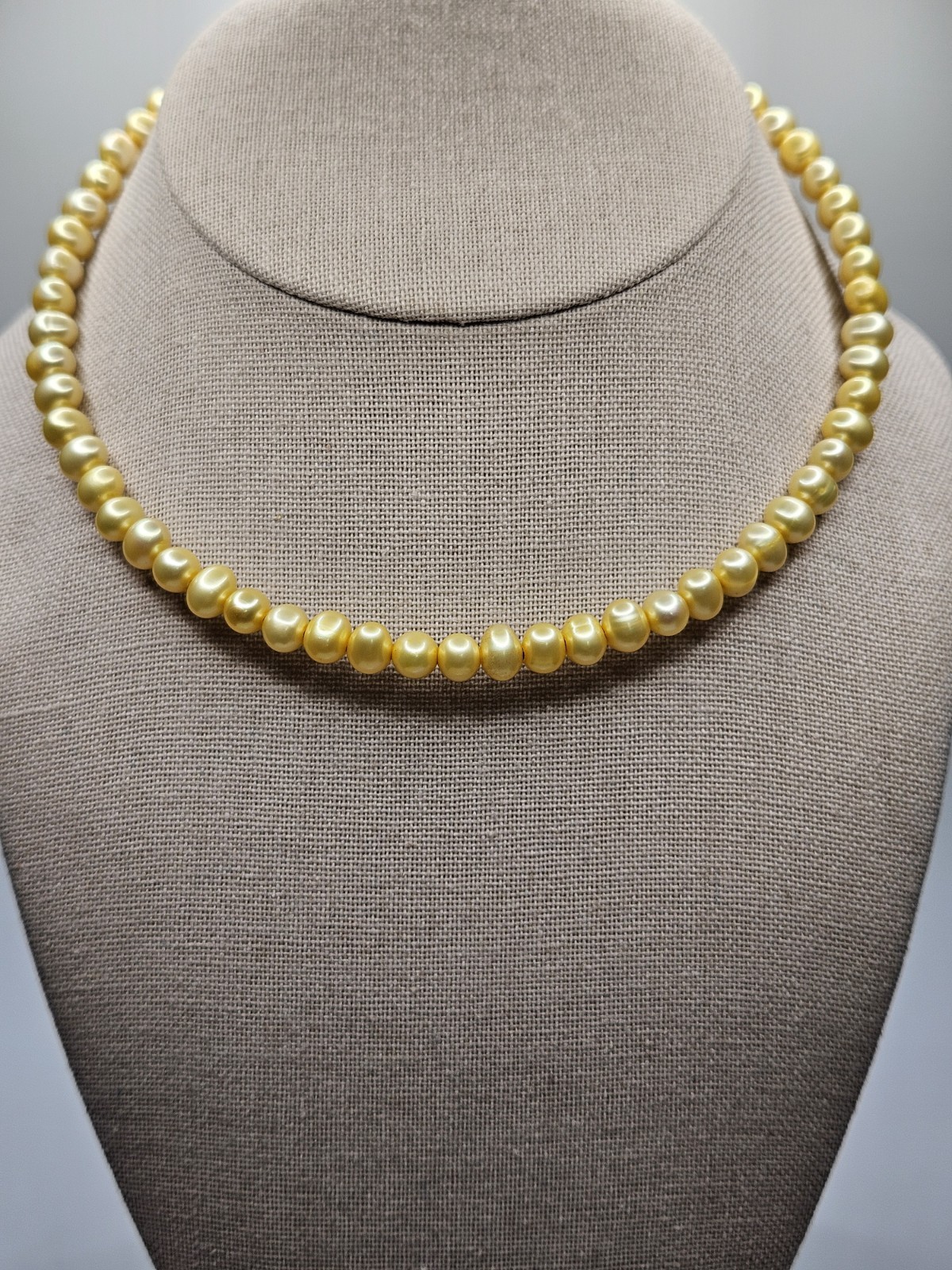 Yellow 6.5-7.5mm Freshwater Pearl Memory Wire 15.5in Choker Necklace