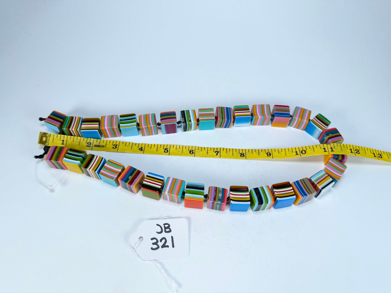 Jackie Brazil “POP” Liquorice Mix Colours Small Cubes 65cm Necklace ( N0046 )