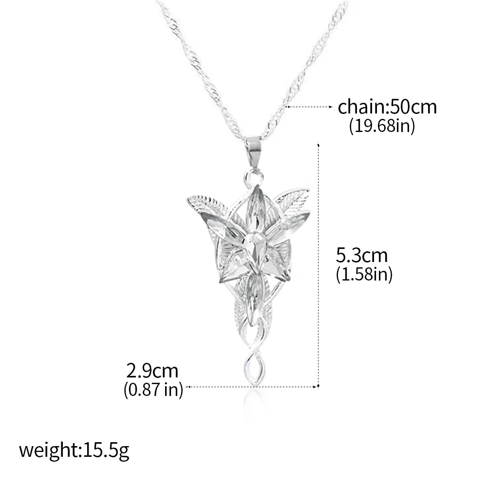 Arwen Evenstar Movie Necklace Silver Color Crystal Pendant Necklaces for Women G