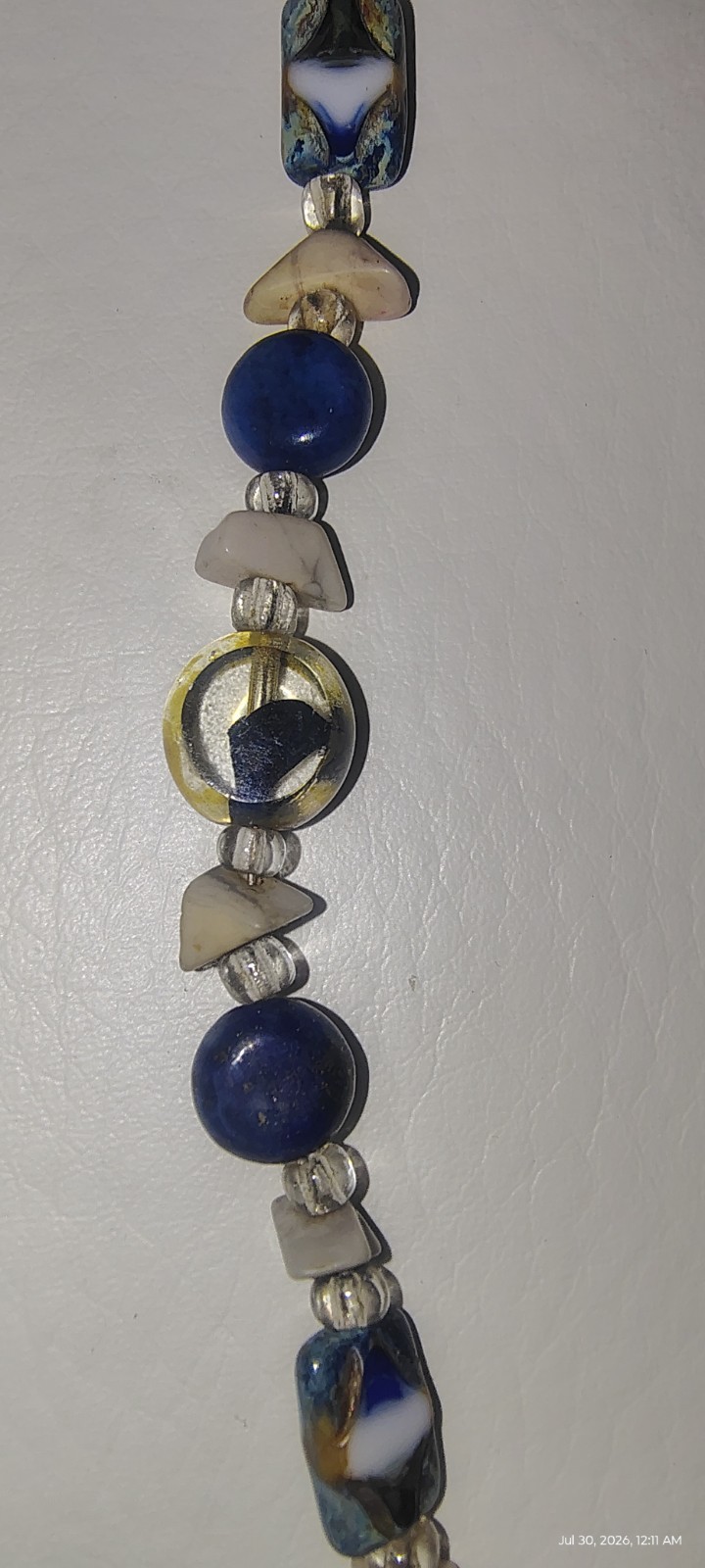 Blue Beaded Ball/Bead Necklace Glass Stone Metal Toggle Clasp Fashion