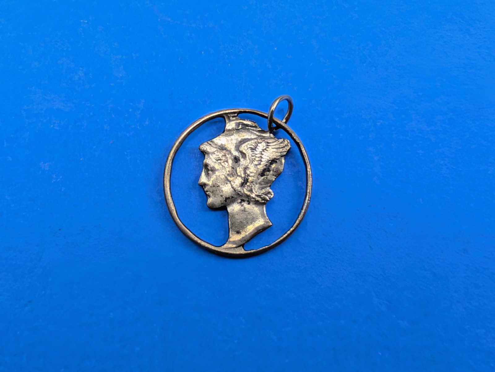 Mercury Dime Silver Cutout Coin Jewelry Charm Pendant Lady Liberty