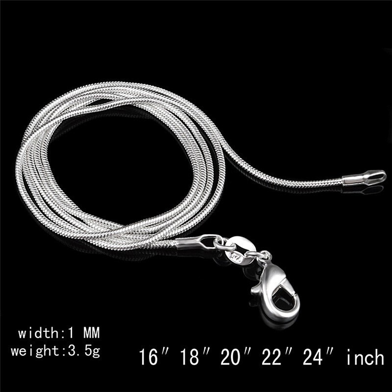 Men&Women’s 925 Sterling Silver Tarnish-Free Italian Snake Chain Necklace 16-38″