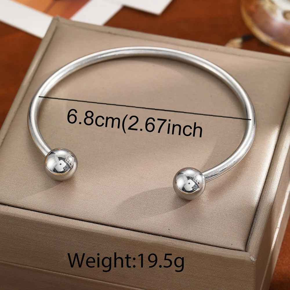 Women’s Stainless Steel Solid Ball Necklace Punk Silver Adjustable Jewelry