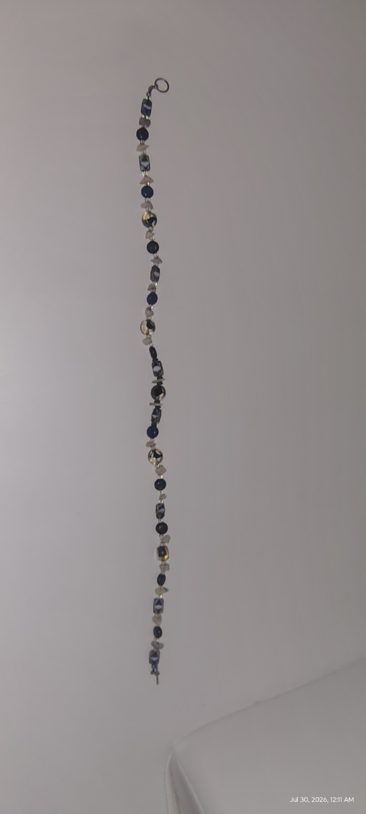 Blue Beaded Ball/Bead Necklace Glass Stone Metal Toggle Clasp Fashion