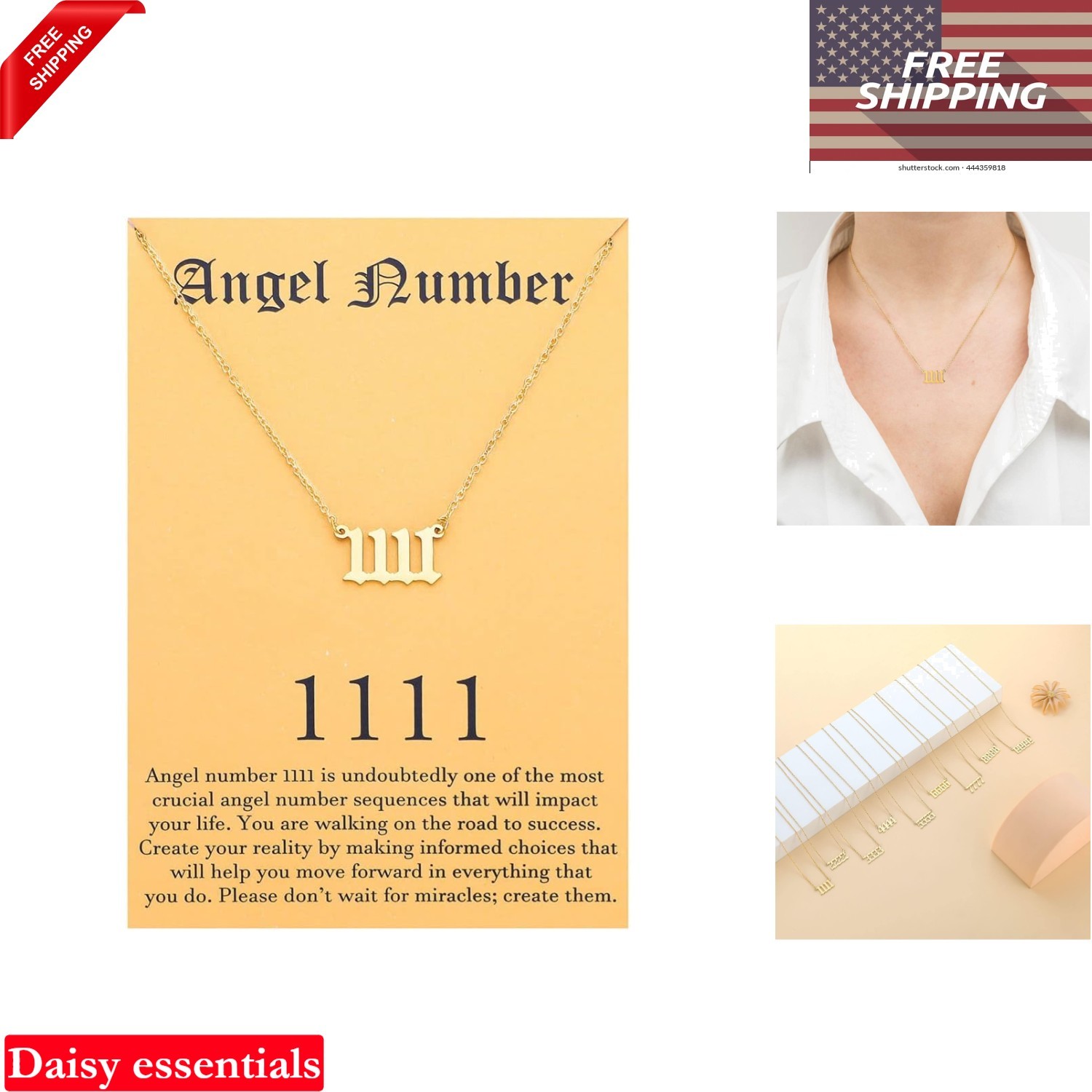 Angel Number 1111 Choker Necklace Numerology Jewelry for Women Gold Plated