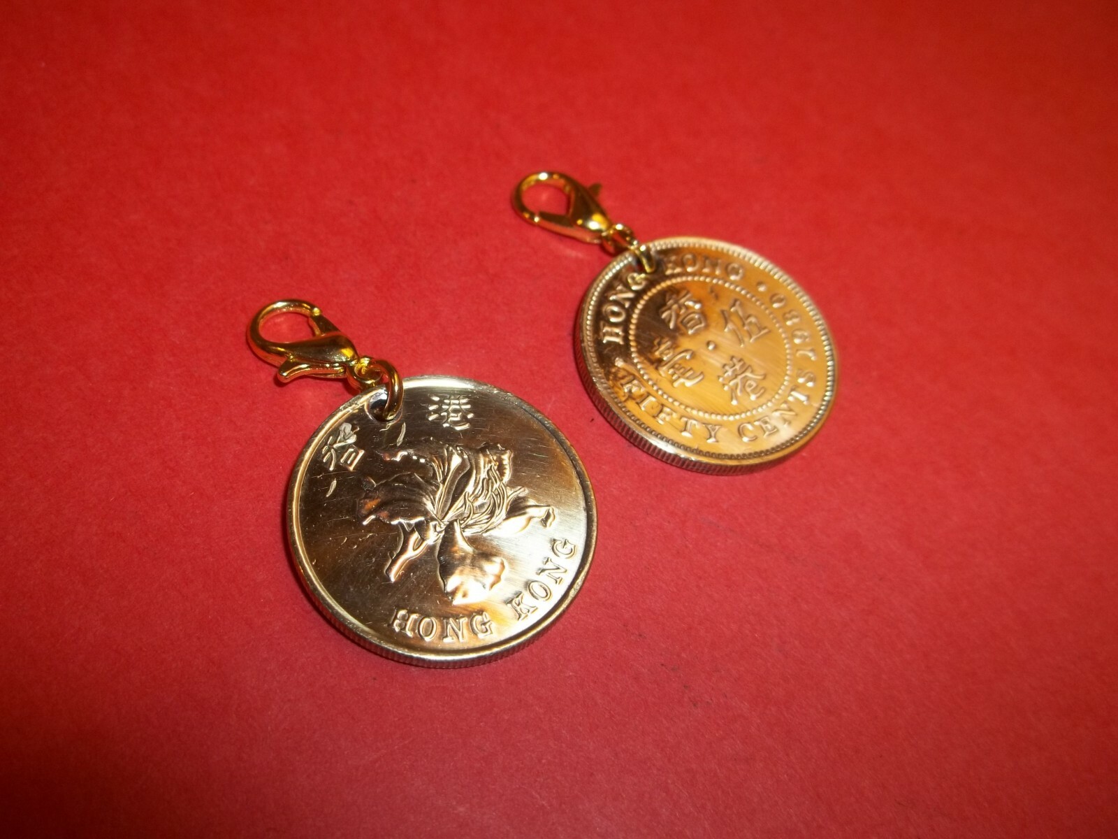 FIFTY (50) CENTS COIN – HONG KONG – HIGHLY POLISHED PENDANT/CHARM – 1977 to 1998