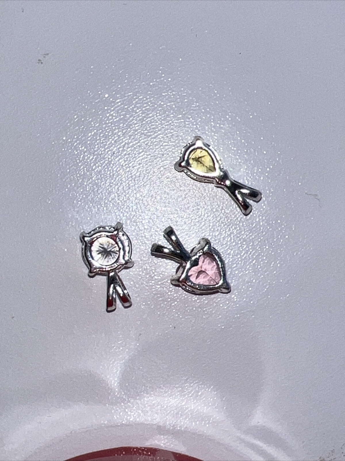 3 Pendent Lot Necklace Bracelet Charm Yellow Pink Colorless Clear