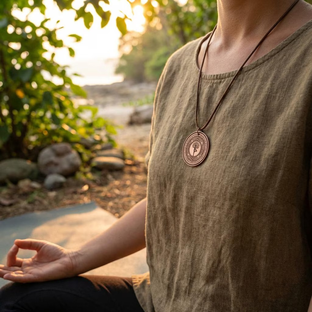 Boho Spiritual Copper Yoga Tree Pose Vrksasana Necklace – Handmade Boho Gift