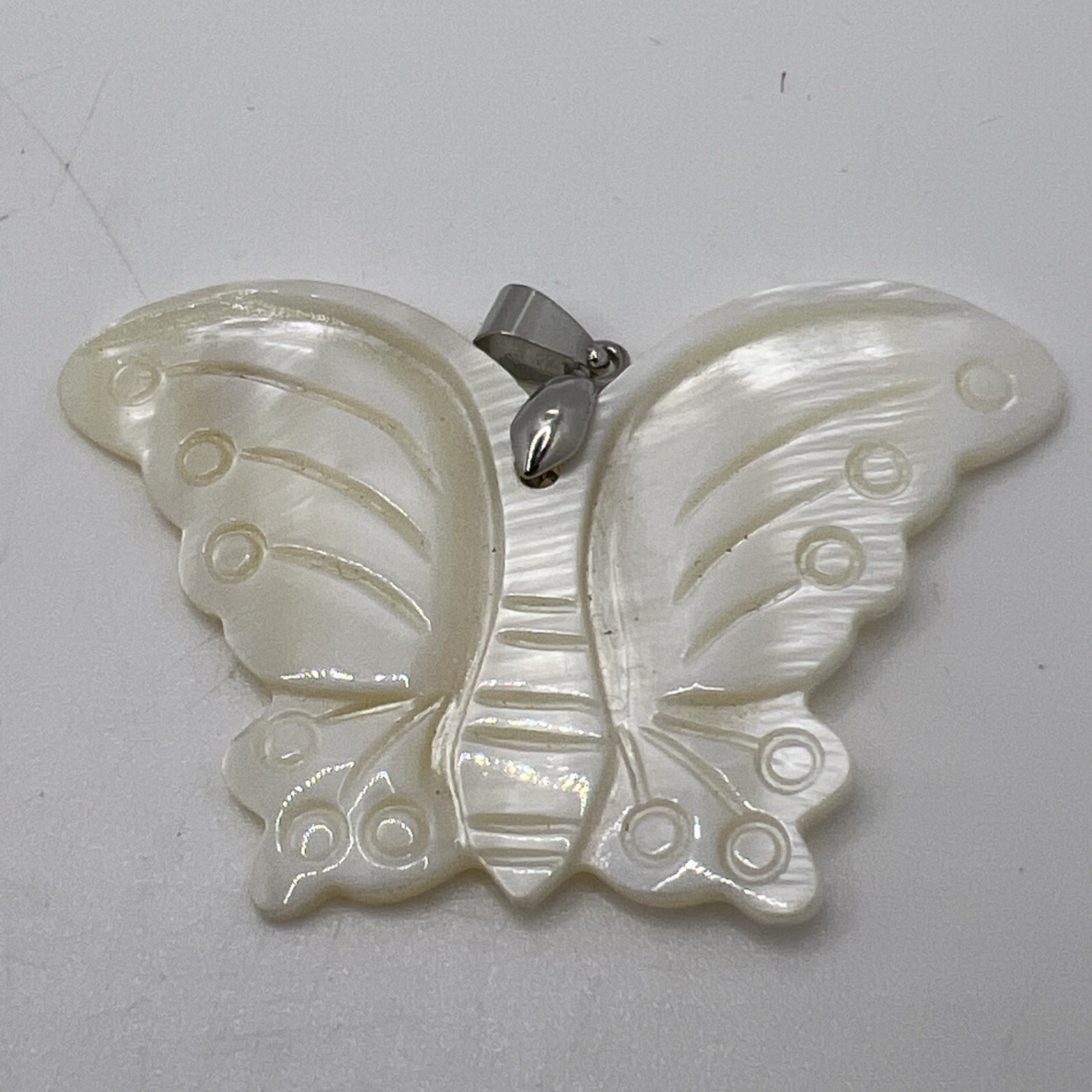 Butterfly Pendant Conch Shell Like – Costume Jewelry Ivory Color